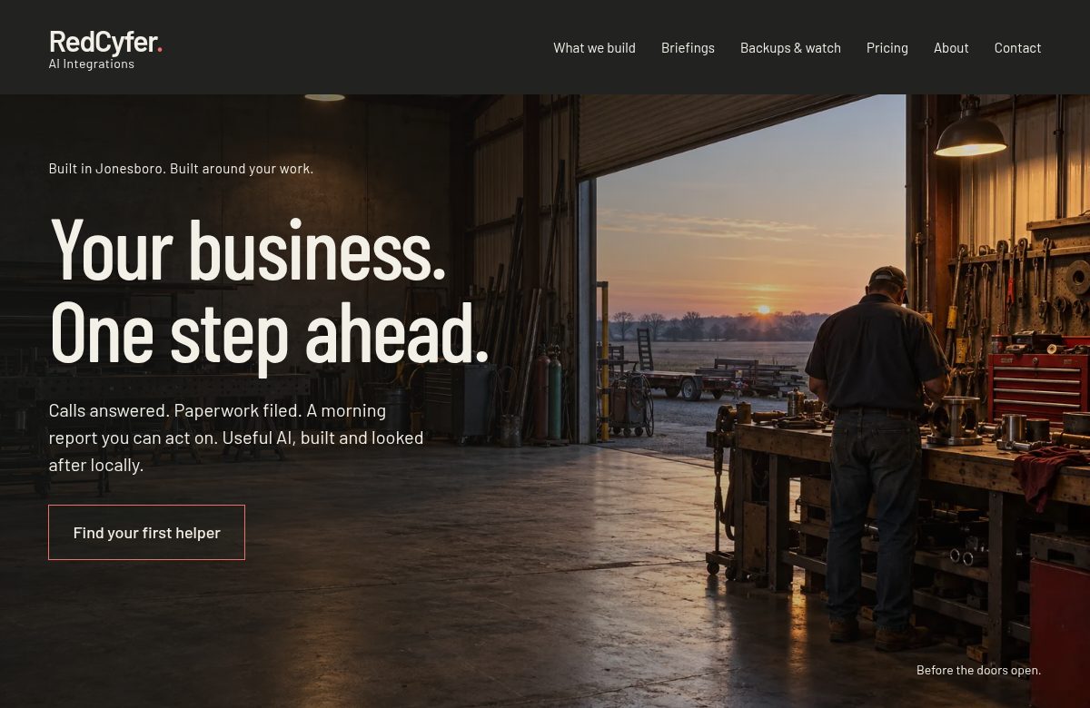 RedCyfer's AI Integrations homepage: Your business. One step ahead.