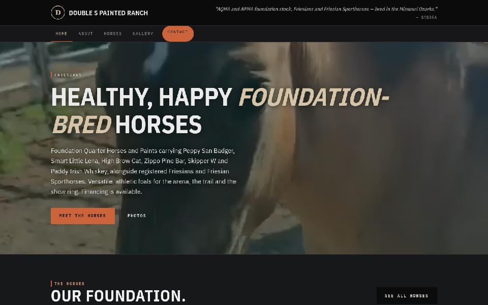 Double S Painted Ranch homepage: AQHA, APHA and Friesian horse breeder