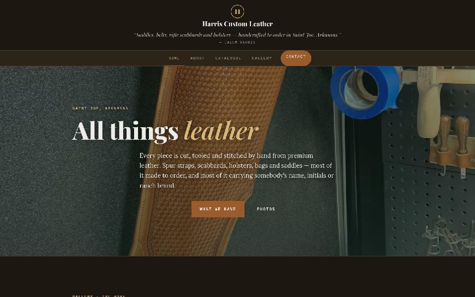 Harris Custom Leather homepage: custom leather saddles, holsters and scabbards