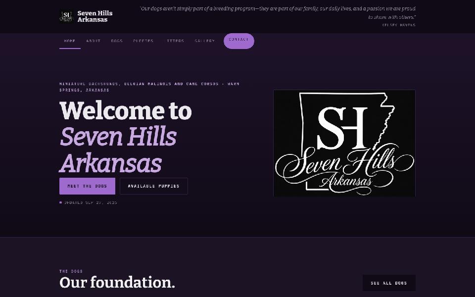 Seven Hills Arkansas homepage: Miniature Dachshund breeder