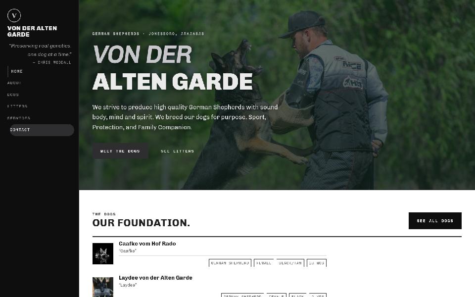 Von der Alten Garde homepage: German Shepherd breeder in Jonesboro