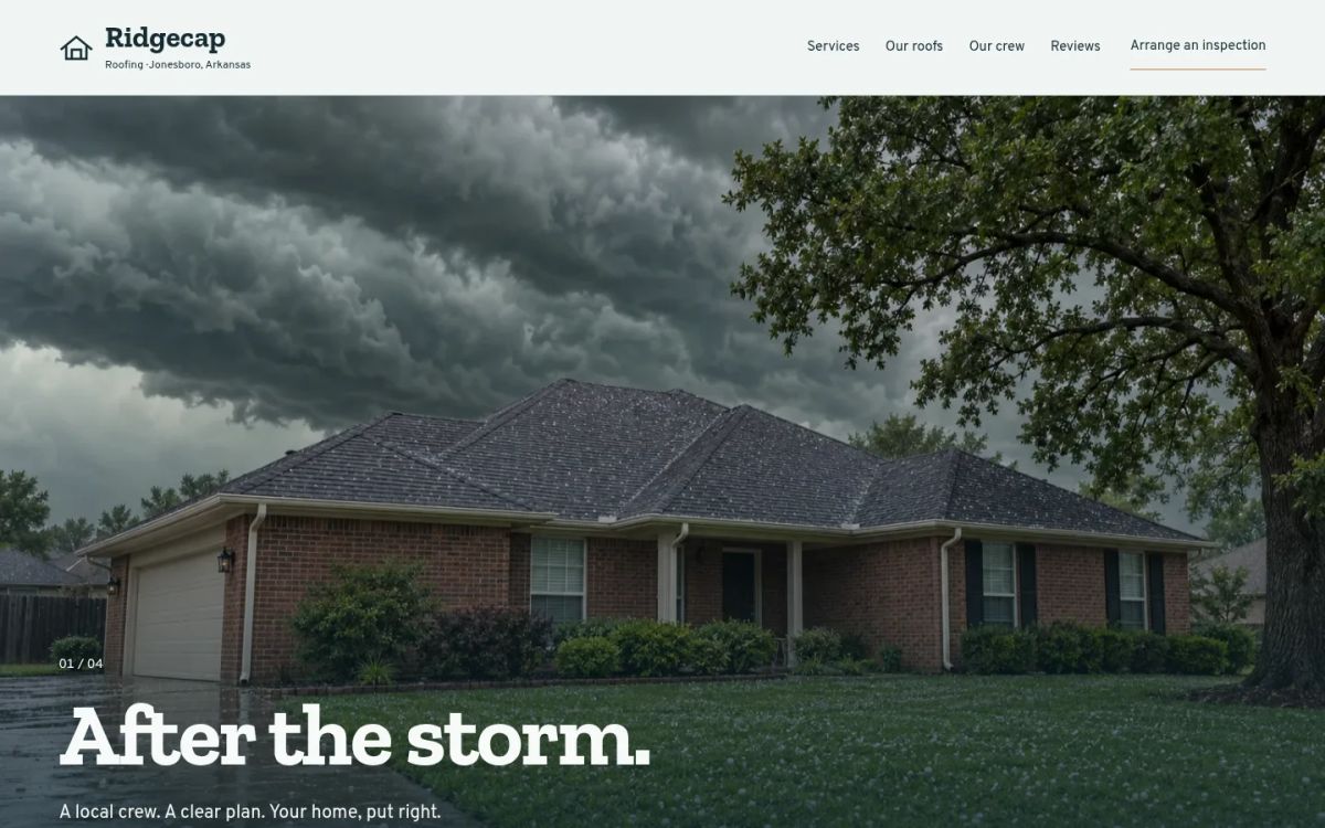 Ridgecap Roofing website preview