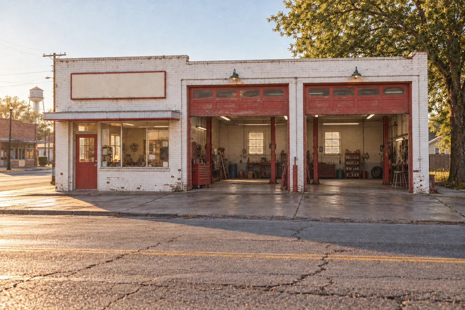 The same service station in 1987