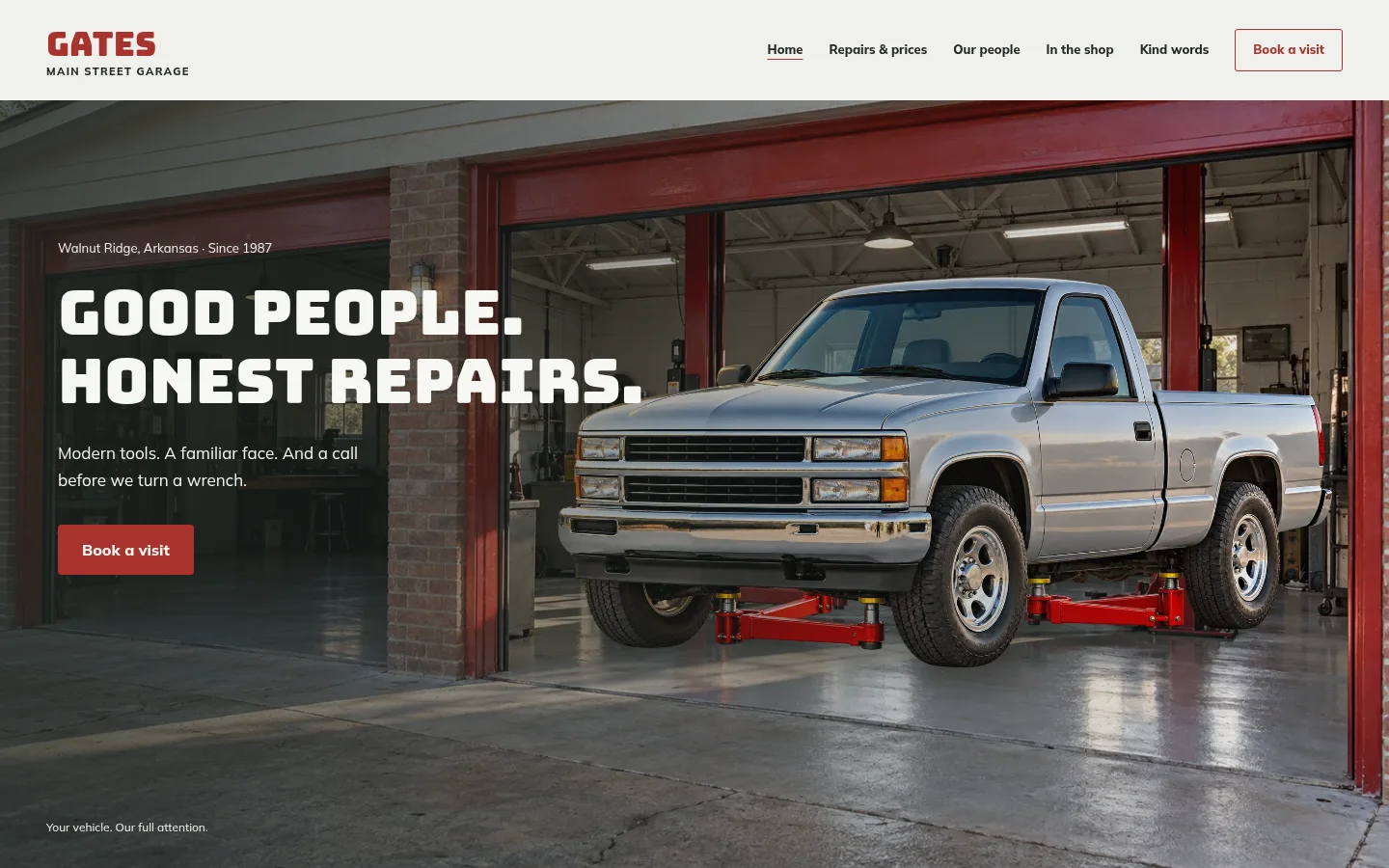 Gates Main Street Garage website preview