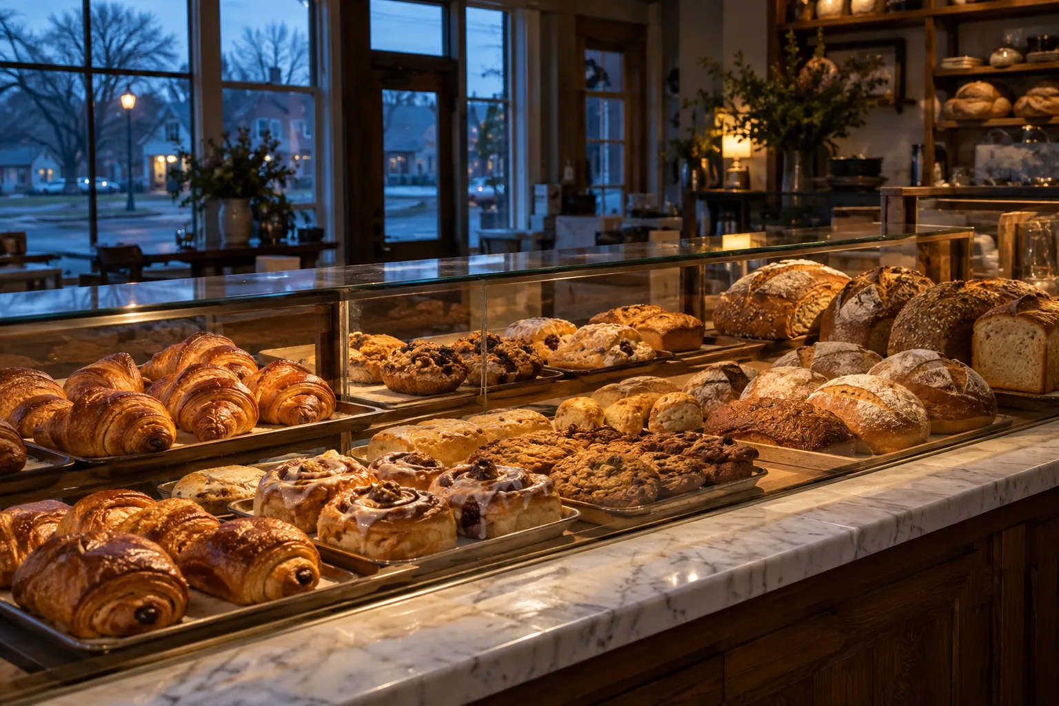 Pastries arranged in the morning case