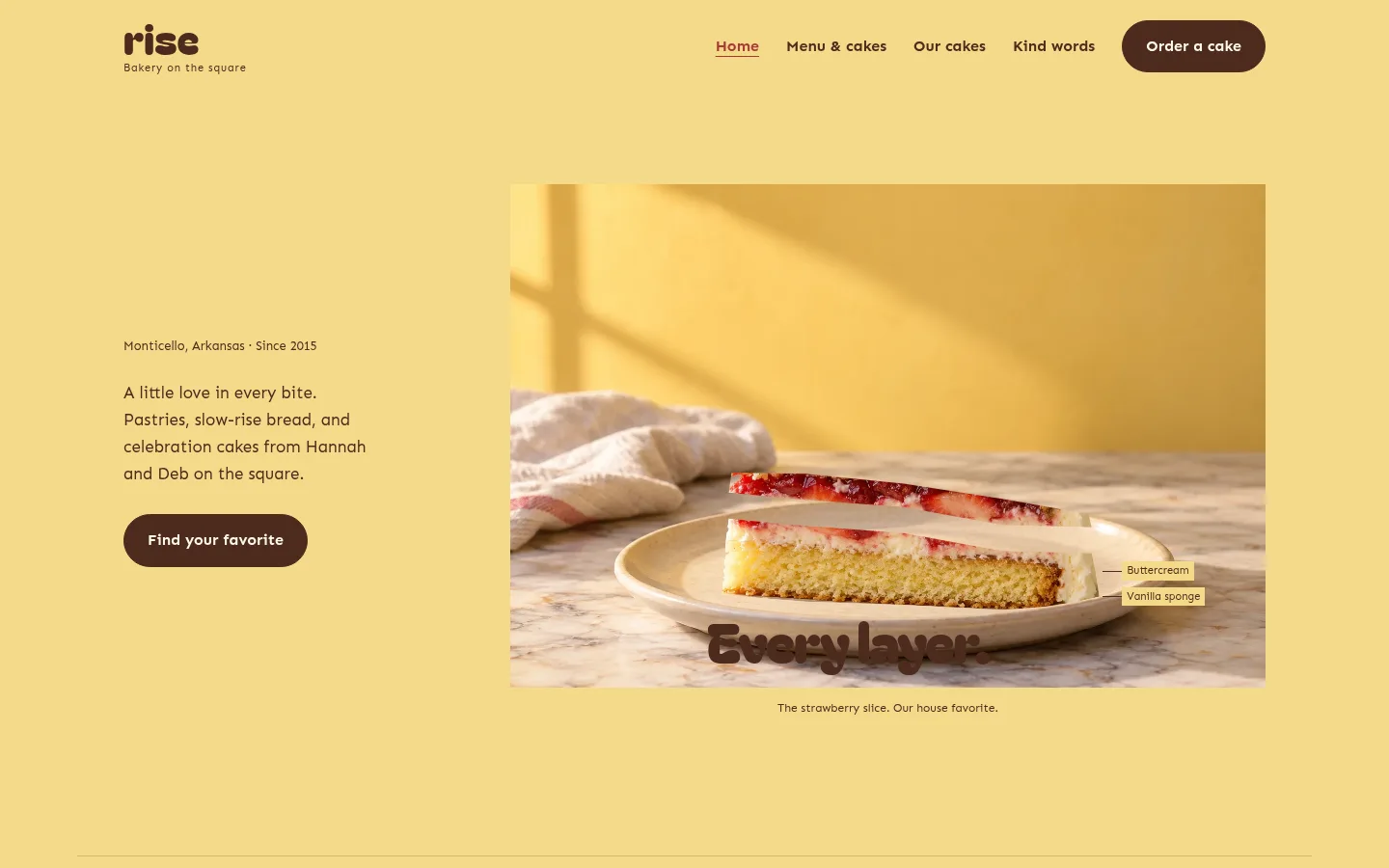 Rise Bakery website preview