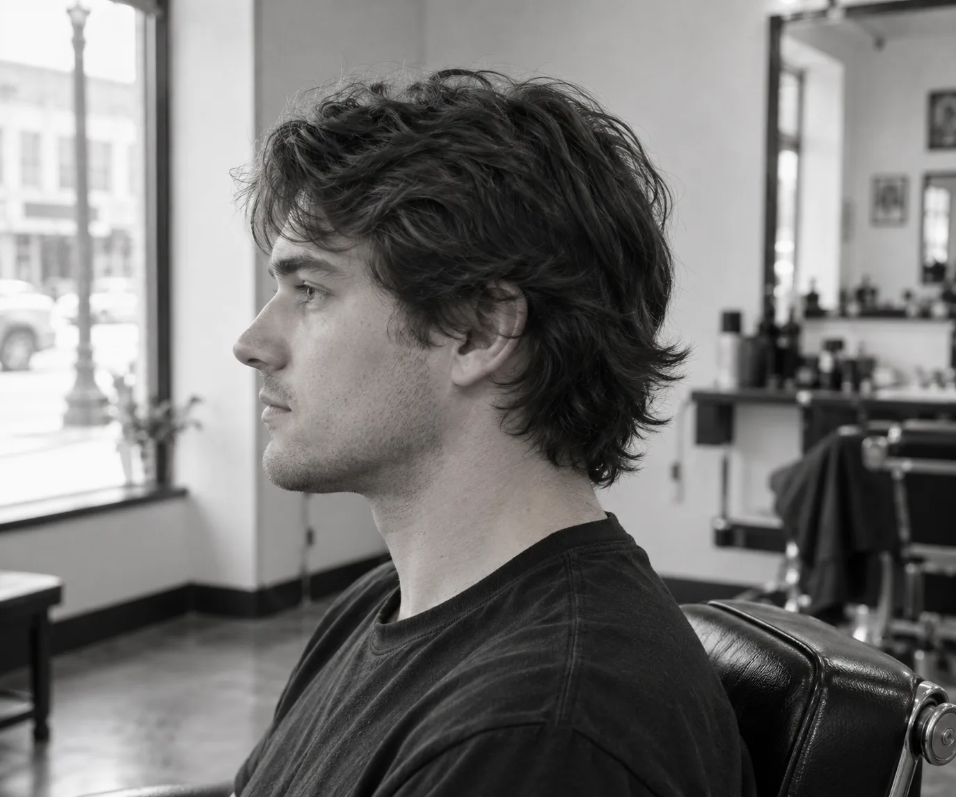 The same client with grown-out hair before the cut