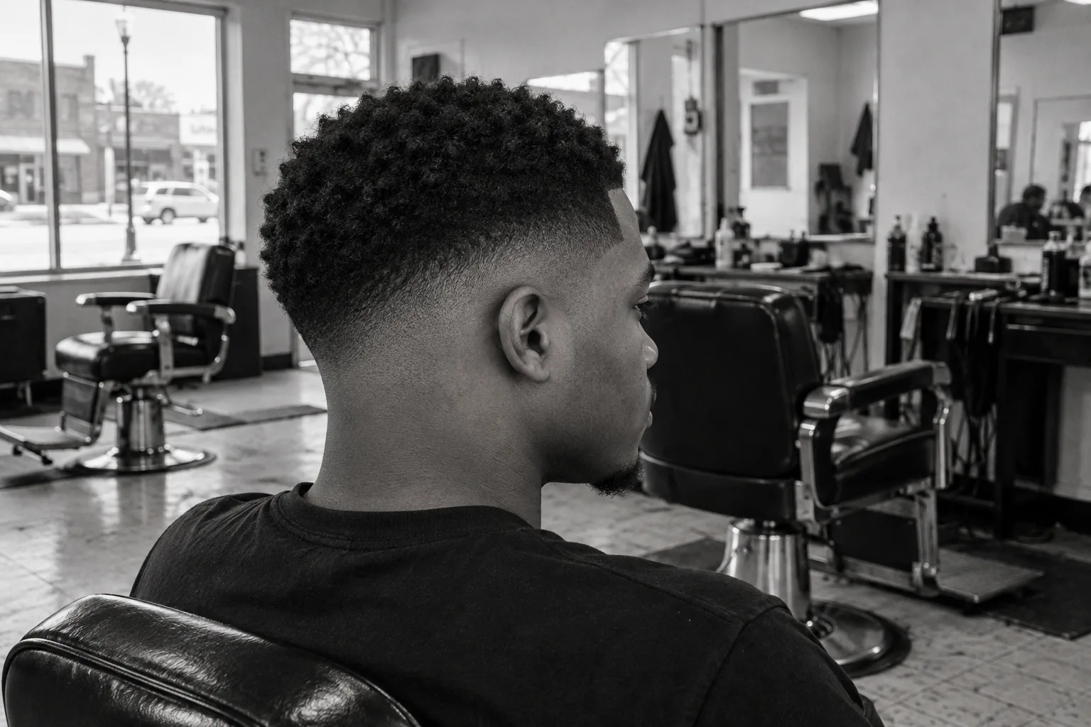 Low fade, natural curls