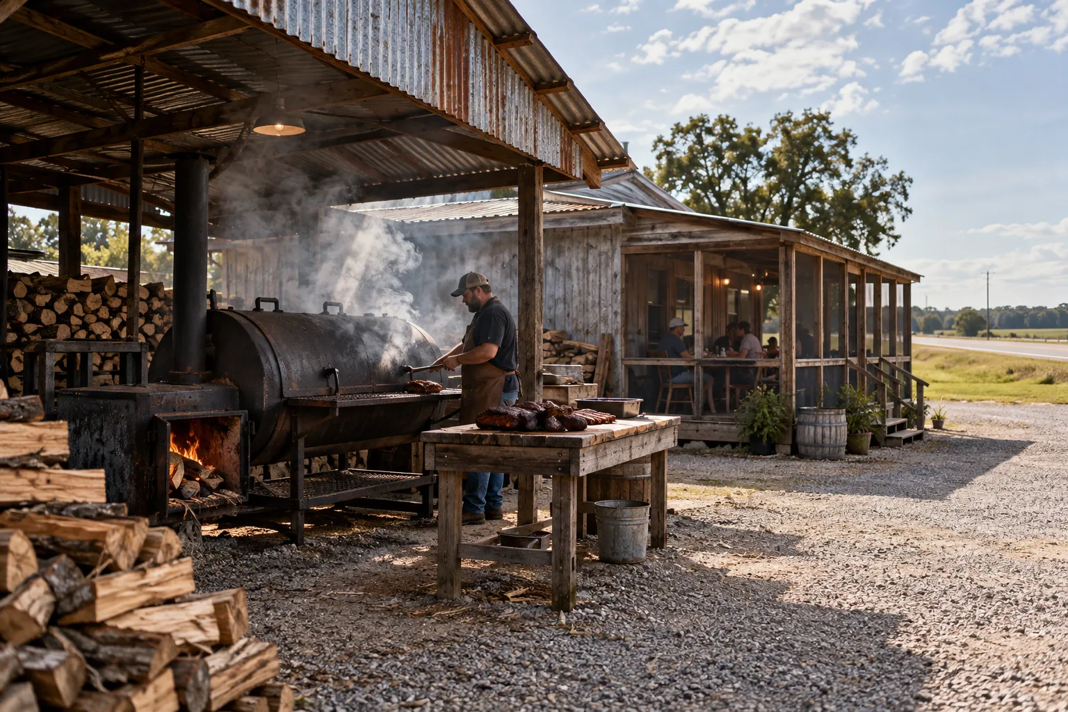 The family’s roadside smokehouse outside Brinkley.