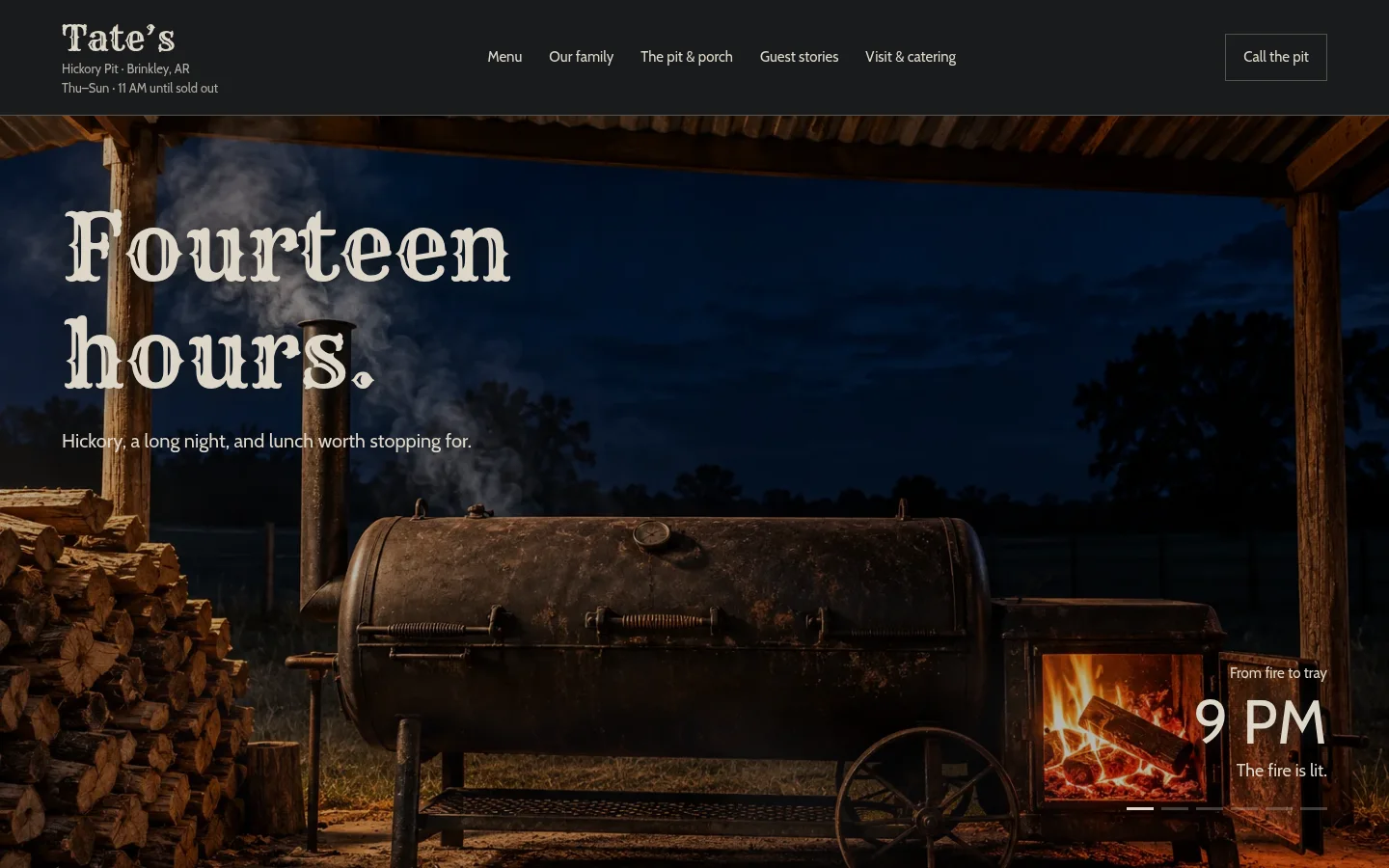 Tate’s Hickory Pit website preview
