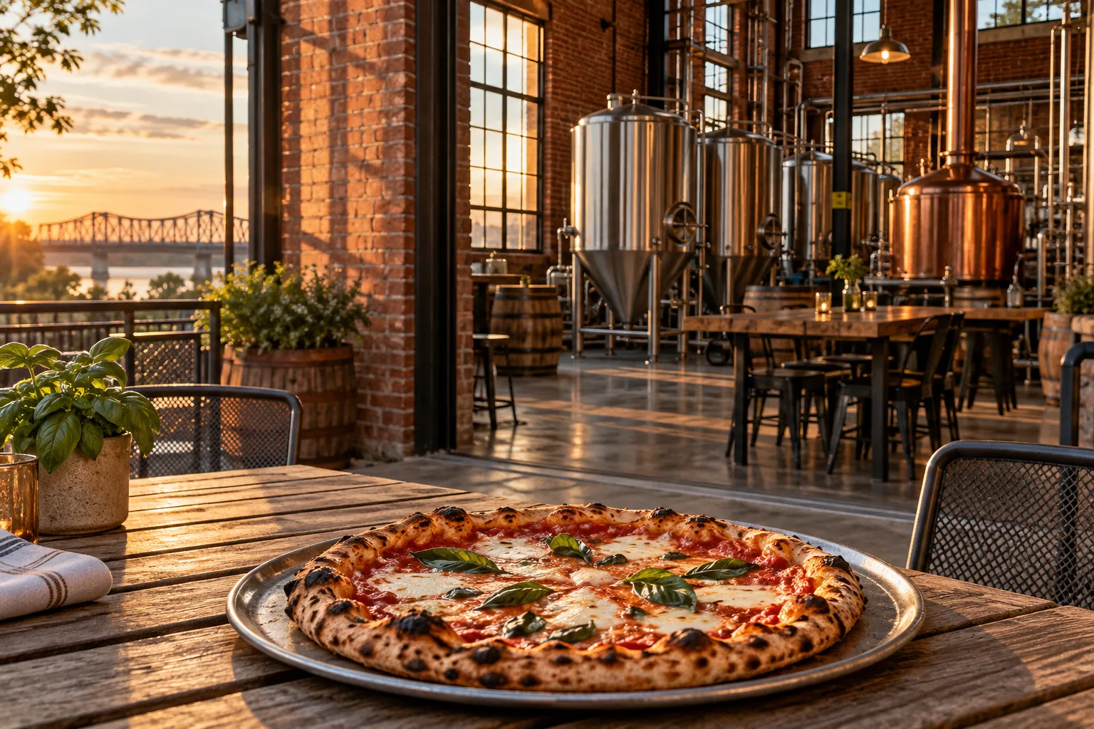Brick Oven Betty meal on the patio