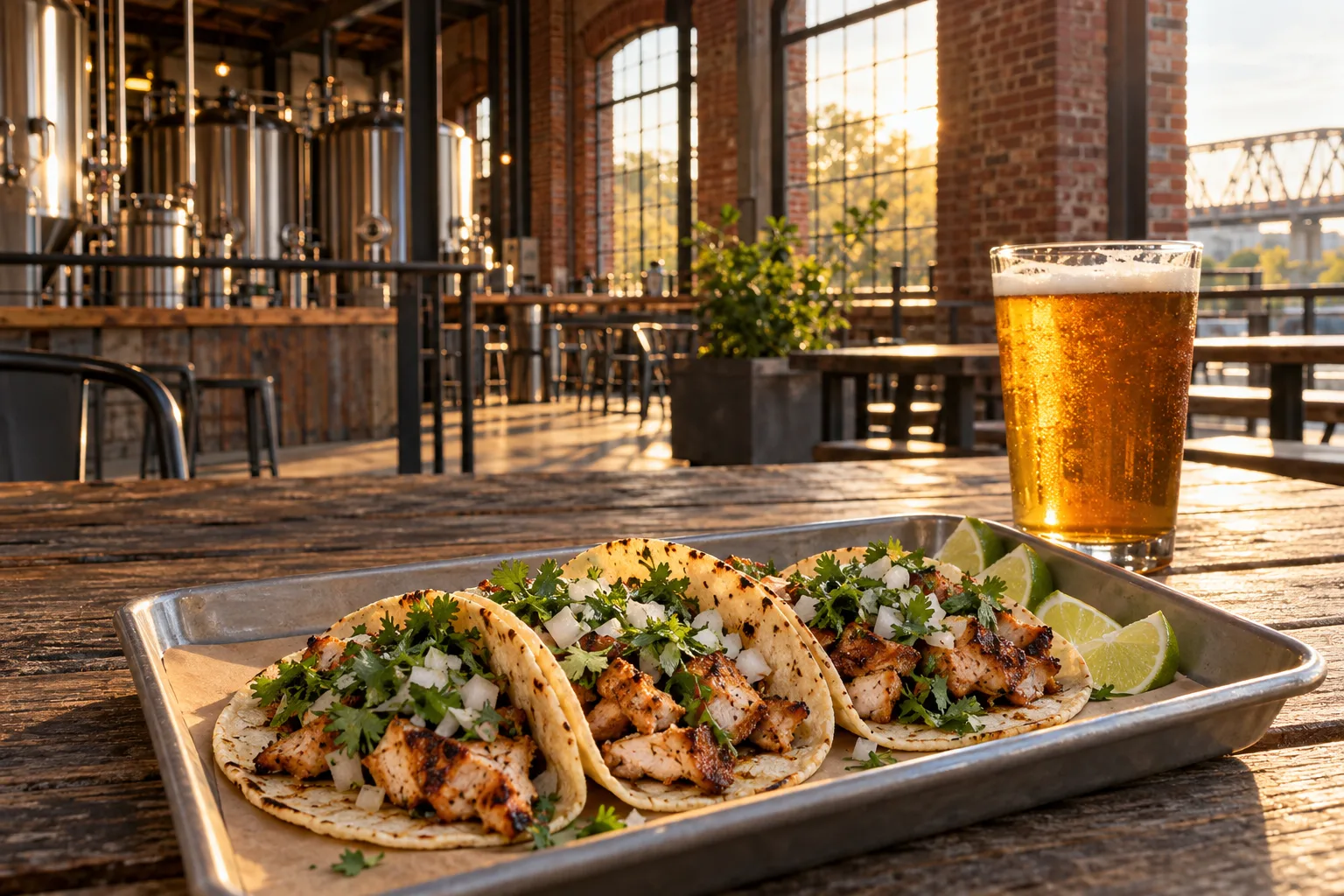 River Valley Tacos meal on the patio