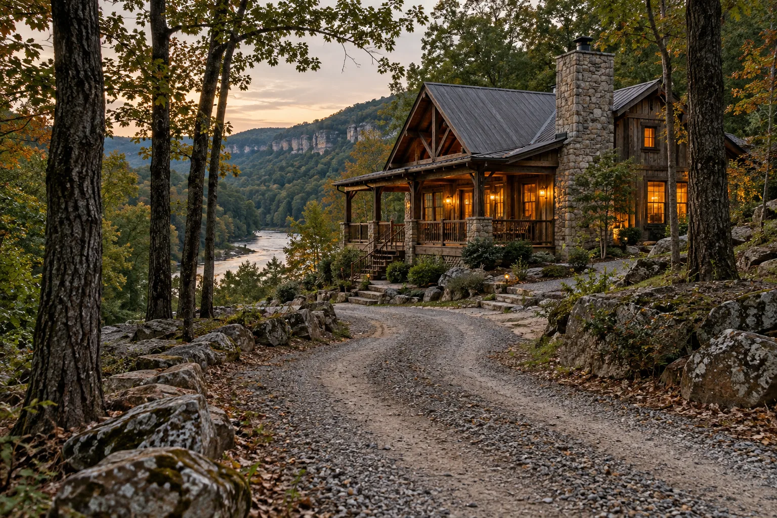 Woodland gravel road on the ridge