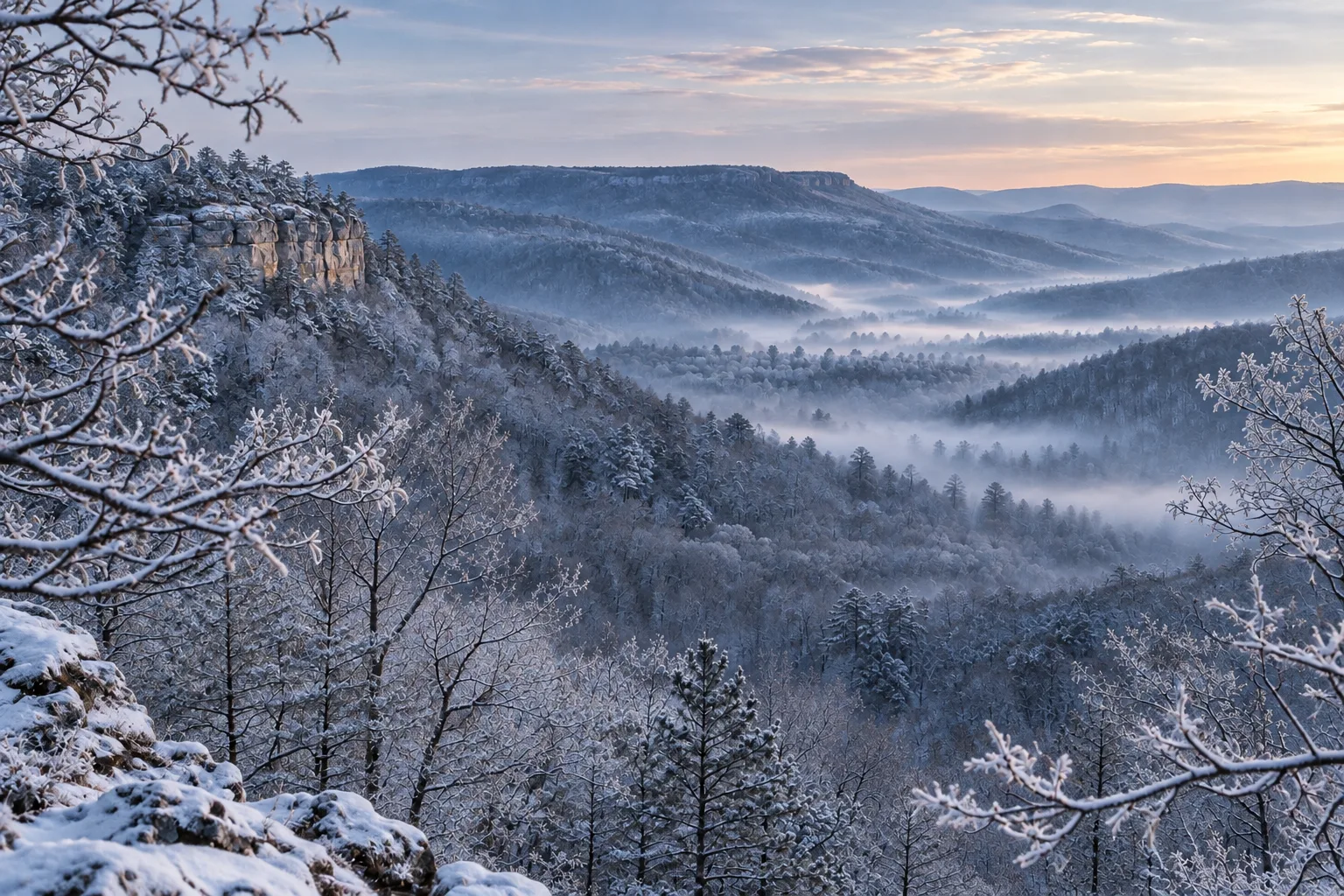 Winter over the Ozark ridge