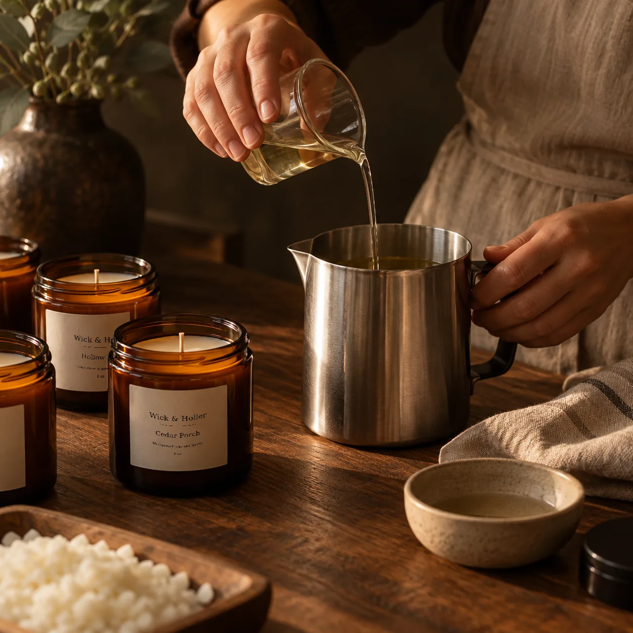 Fragrance poured into warm wax