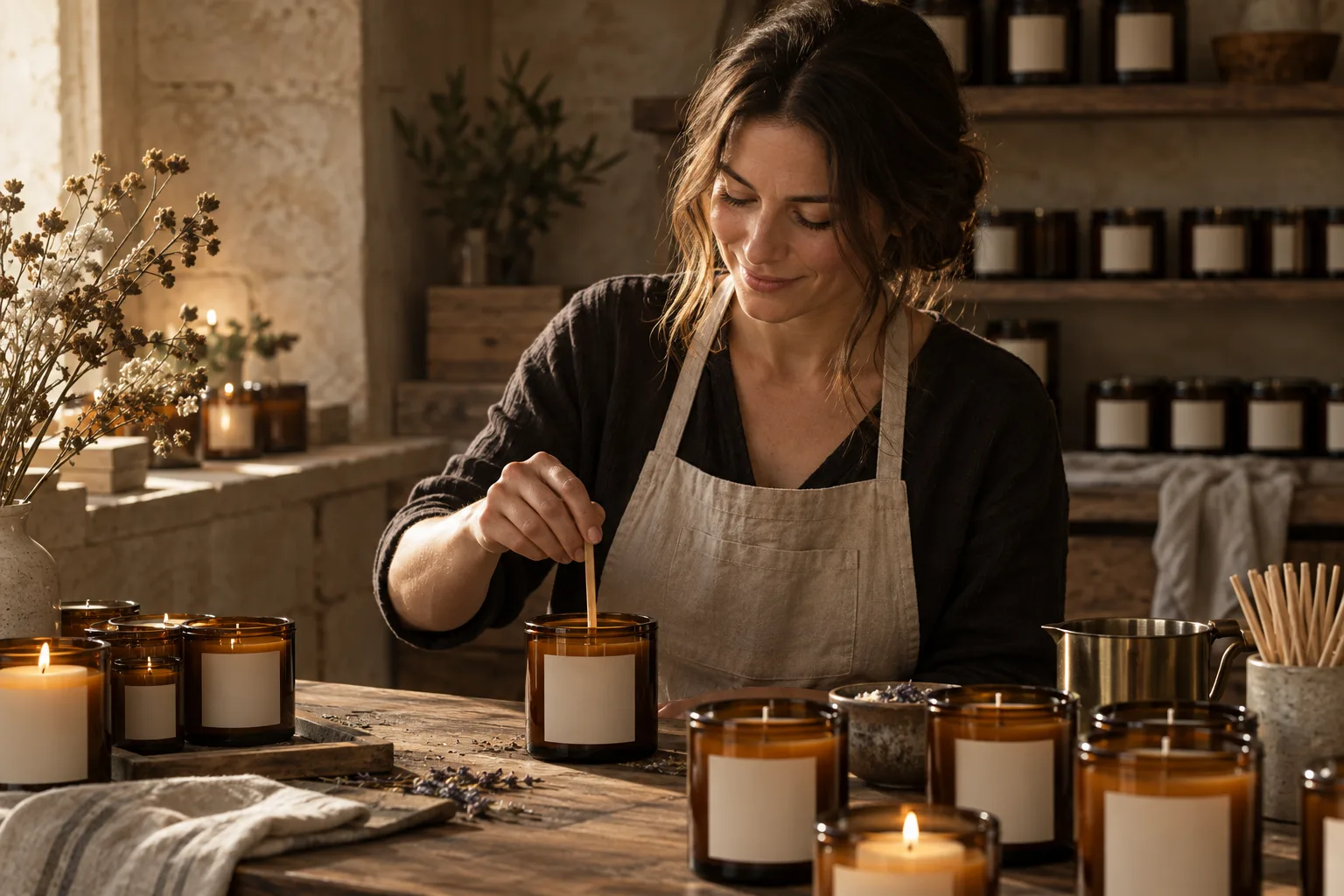 Josie Barnes in her candle workshop