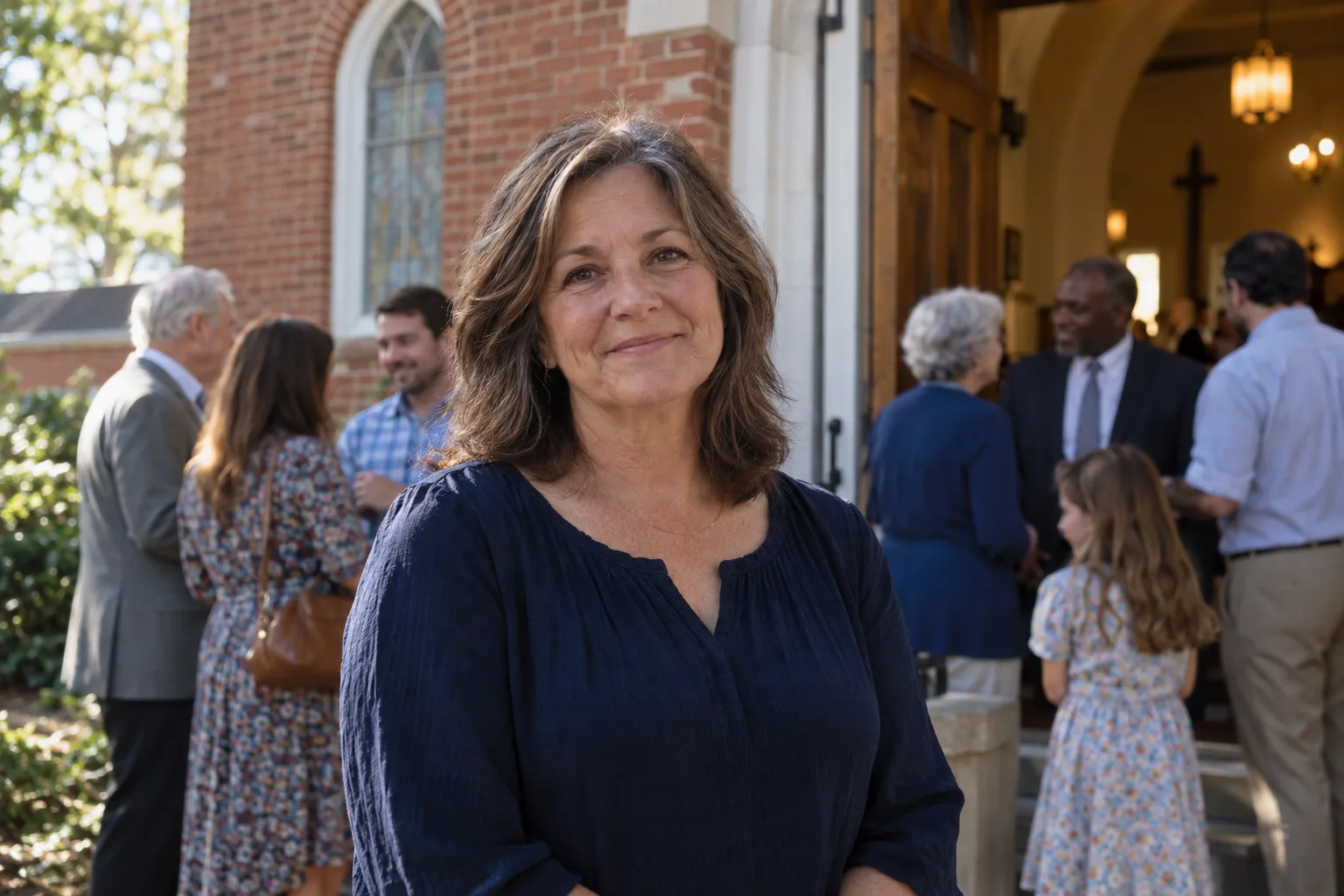 Portrait of Renee Whitley in the brick courtyard.
