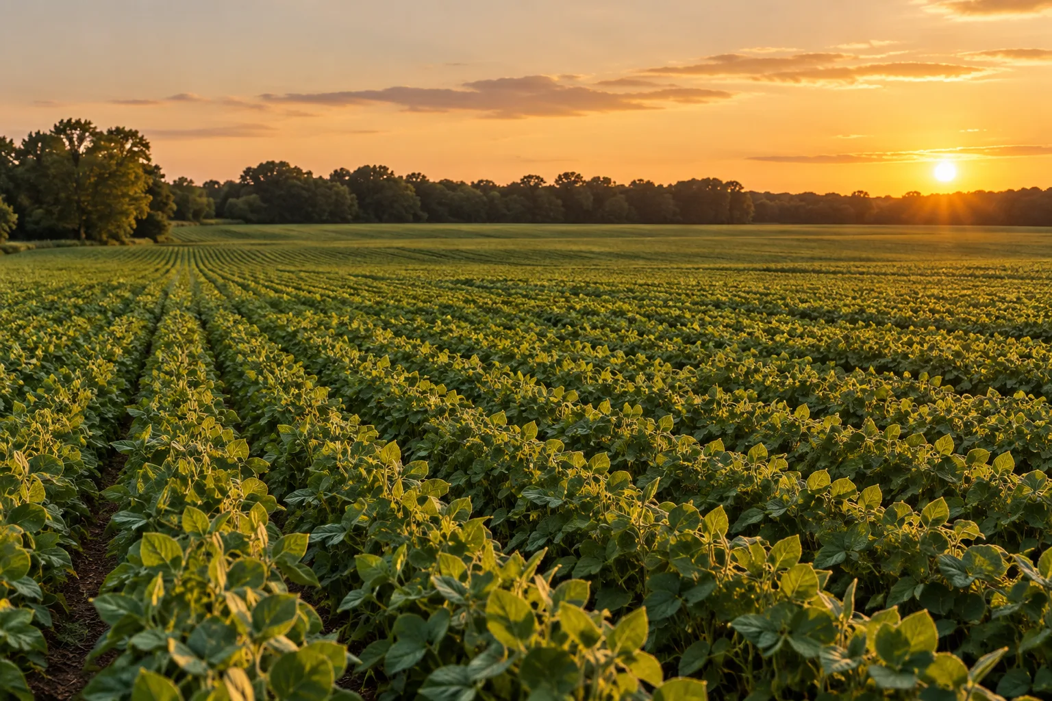 Soybean rows on a Grand Prairie farm.