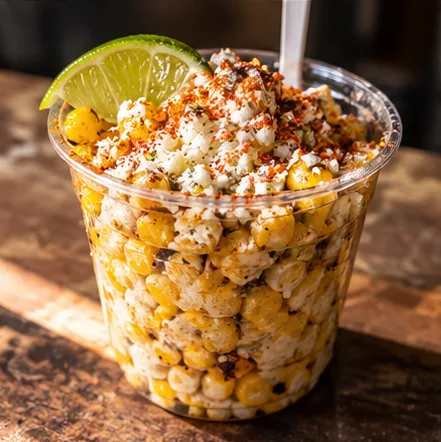 Elote topped with cotija and chile