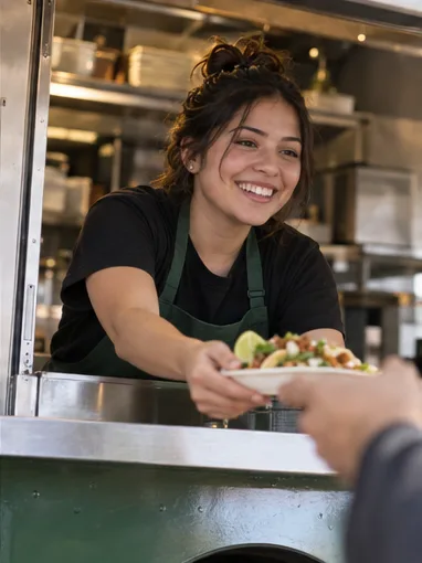 Lucía keeps the line moving and helps plan your private event.