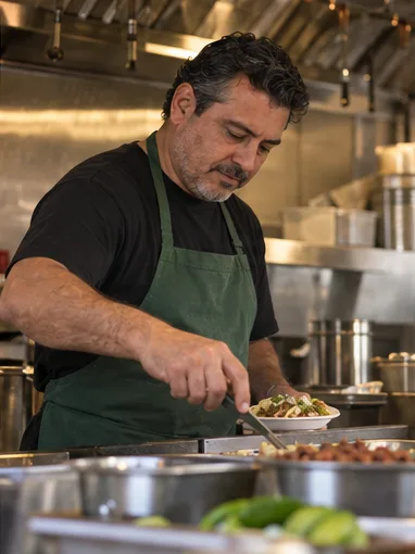 Mateo cooks at the spit and always has a lime ready for your plate.