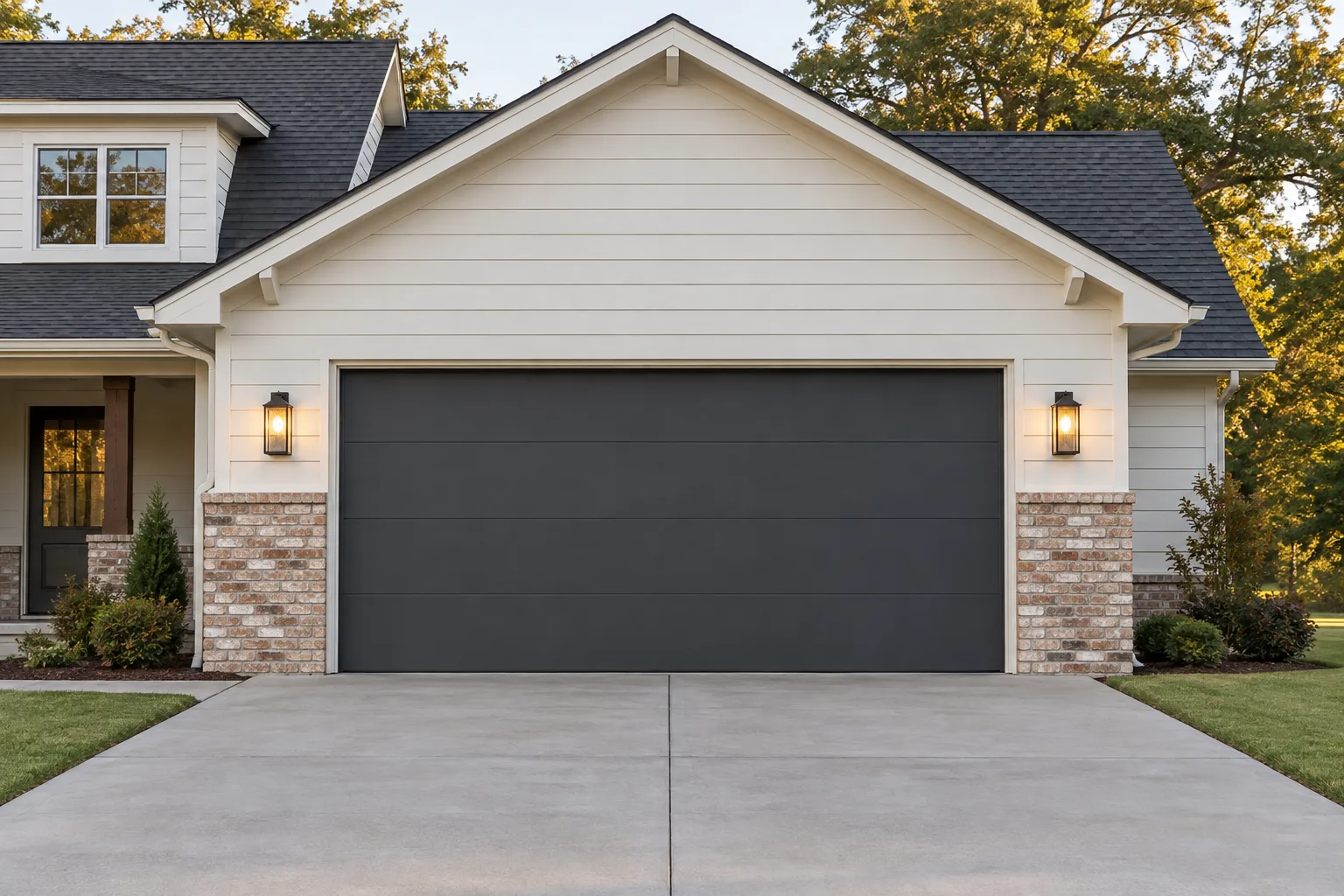 Straight-on house used to preview garage door styles