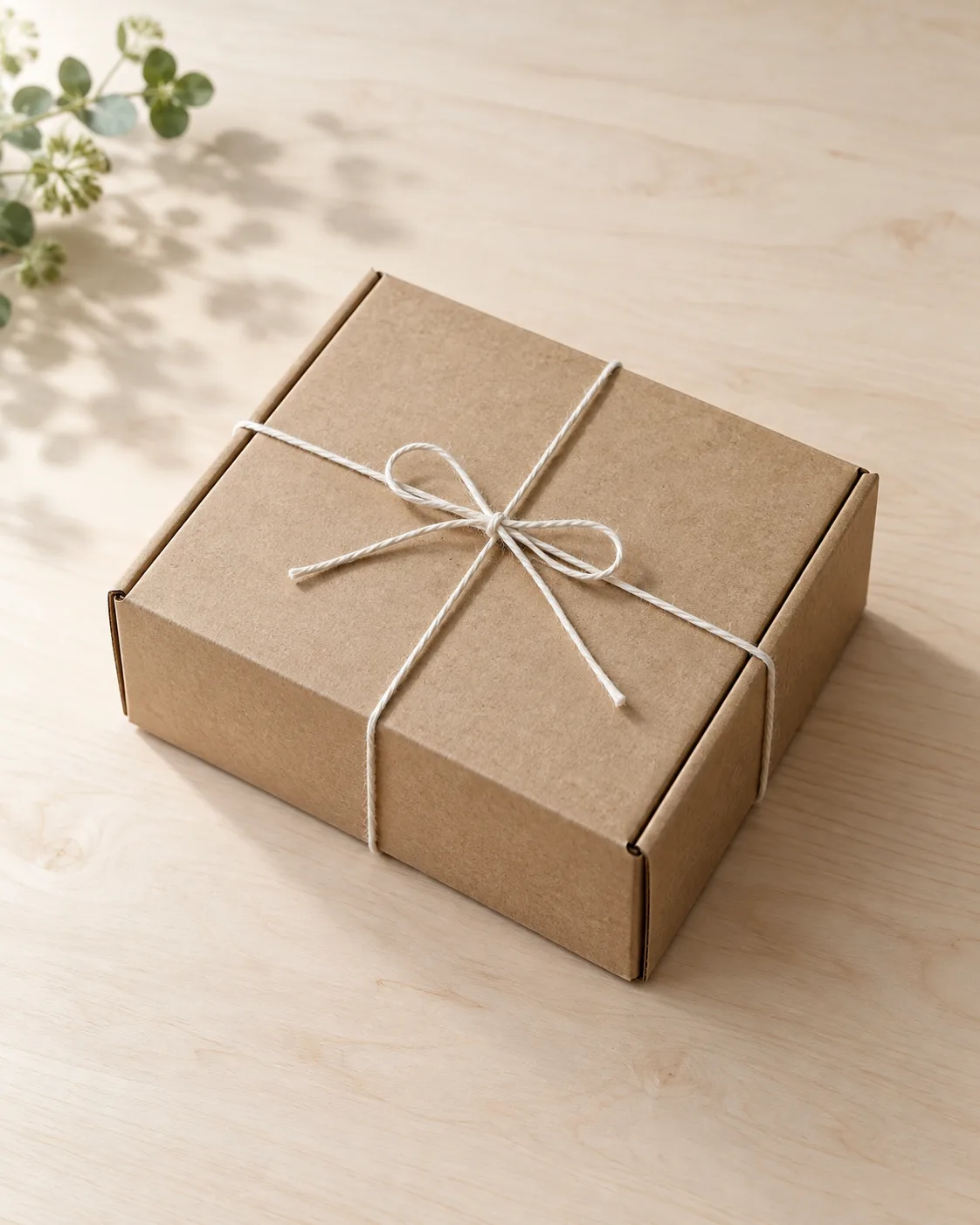 Blank kraft package with cotton string