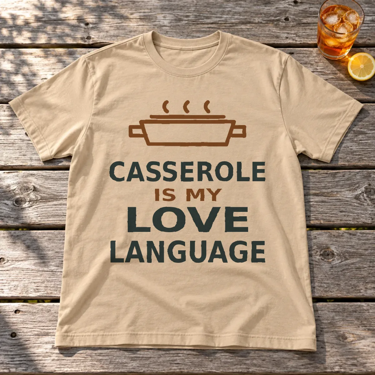 Casserole is my love language on a picnic table
