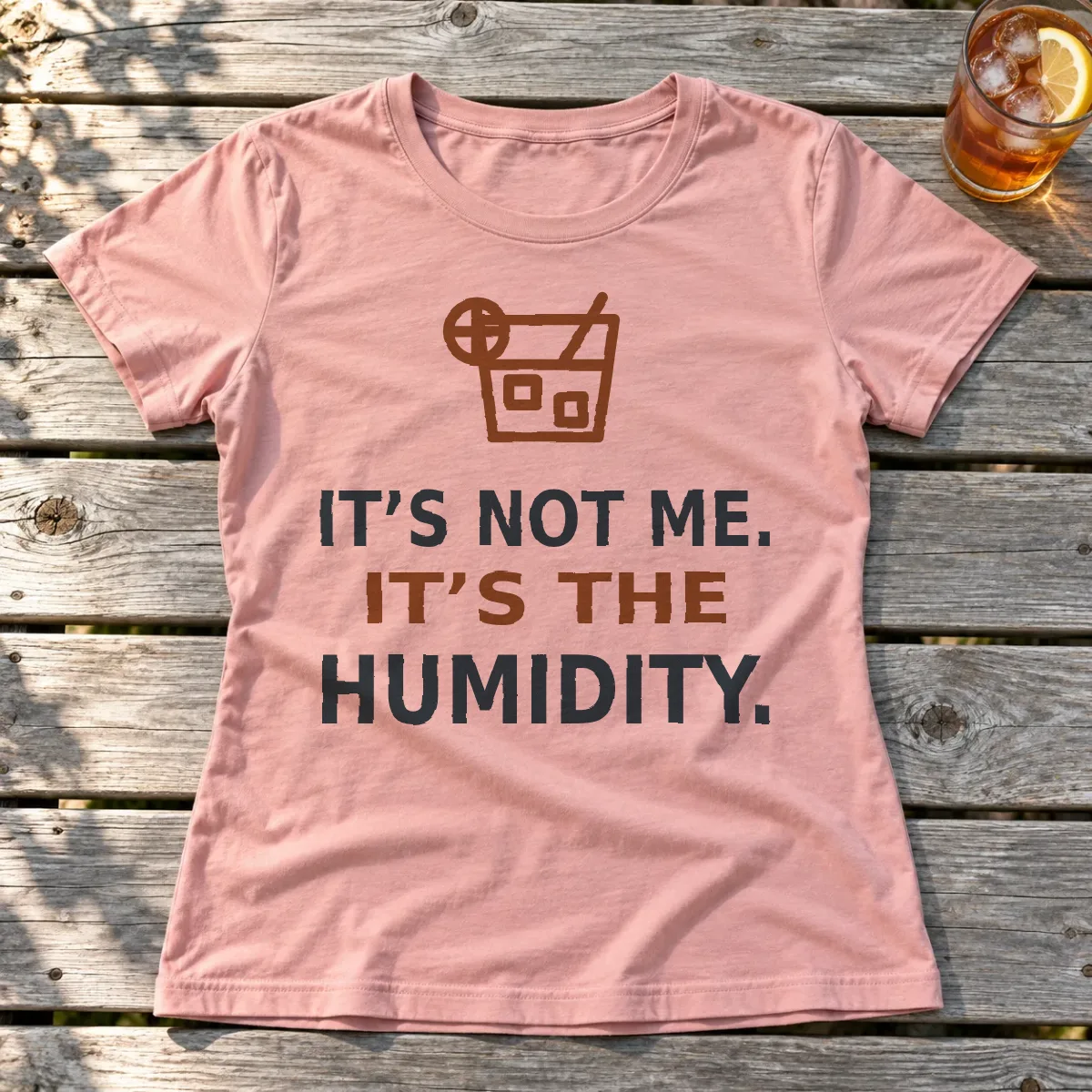 It’s not me. It’s the humidity. on a picnic table