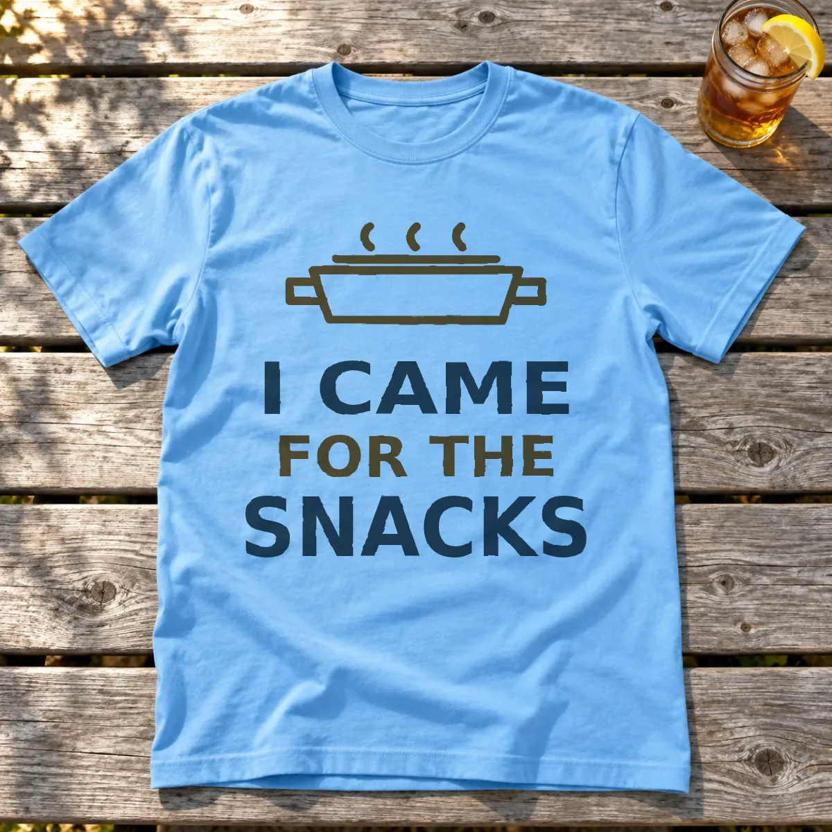 I came for the snacks on a picnic table