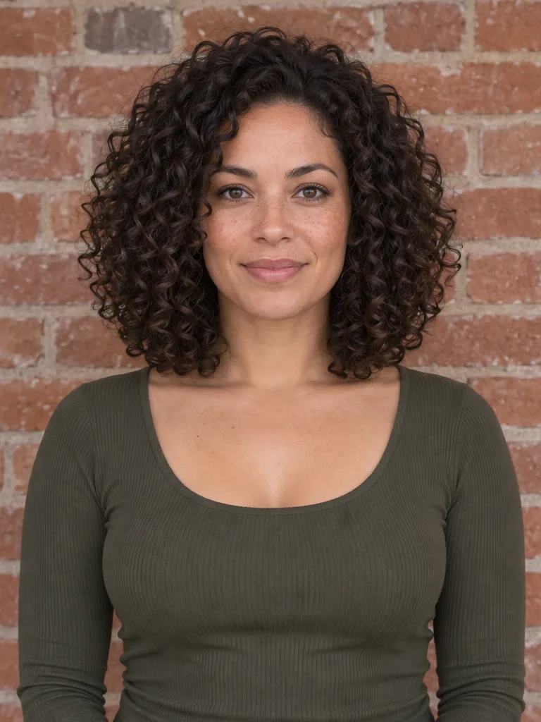 The same client after her dry curly cut