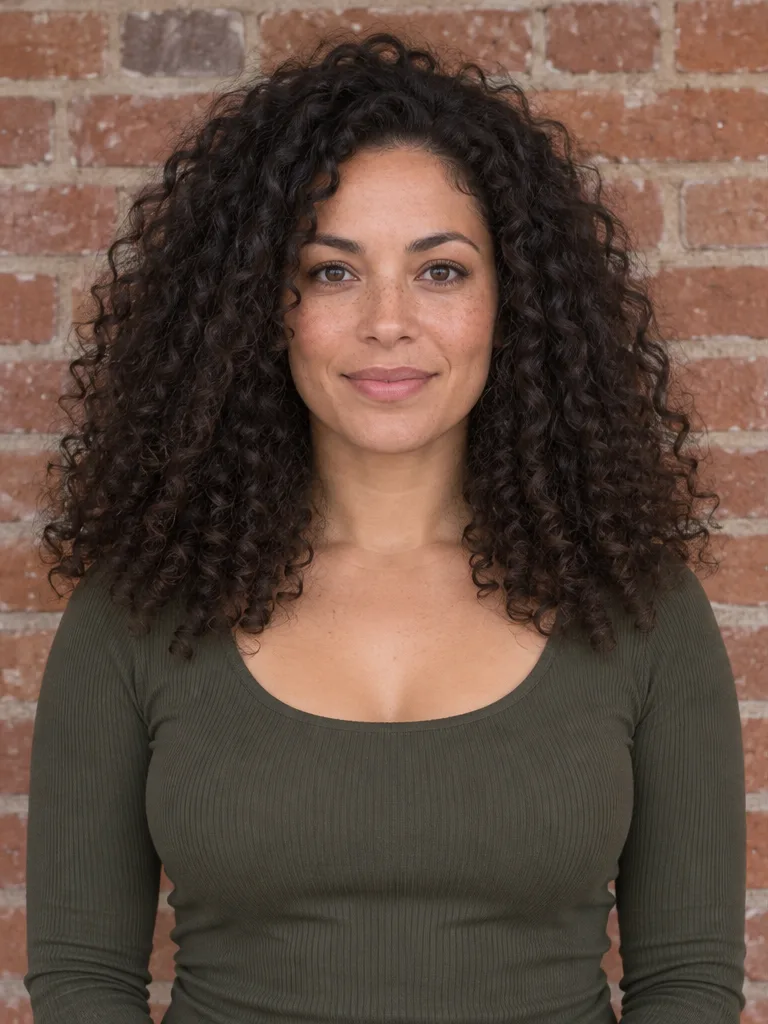 The client before her dry curly cut