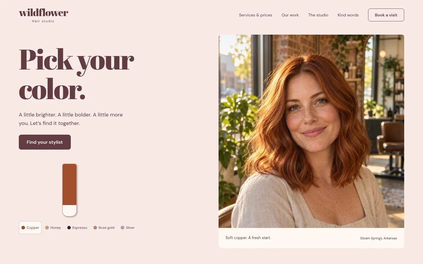 Wildflower Hair Studio website preview
