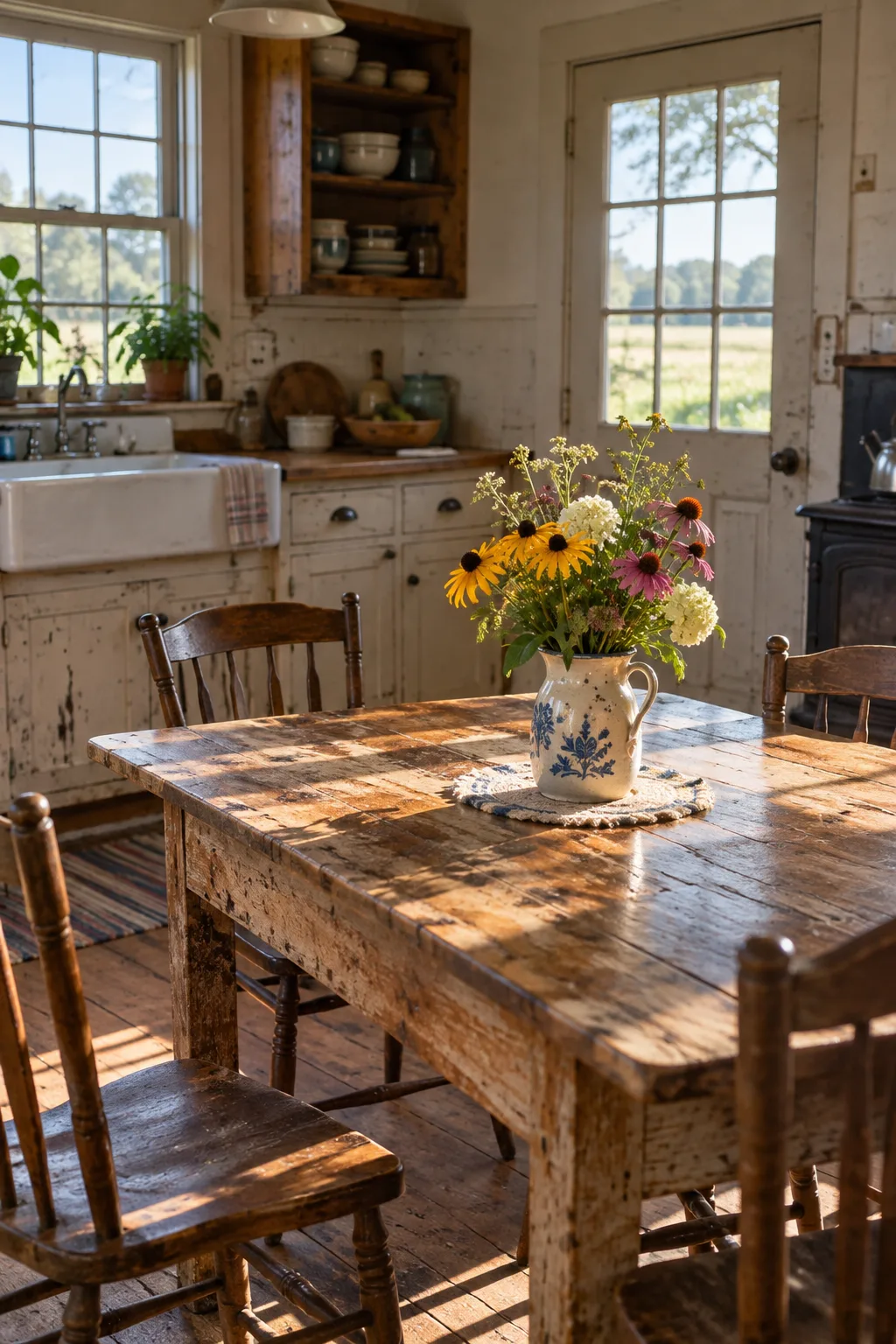 Sunlight on a family kitchen table.