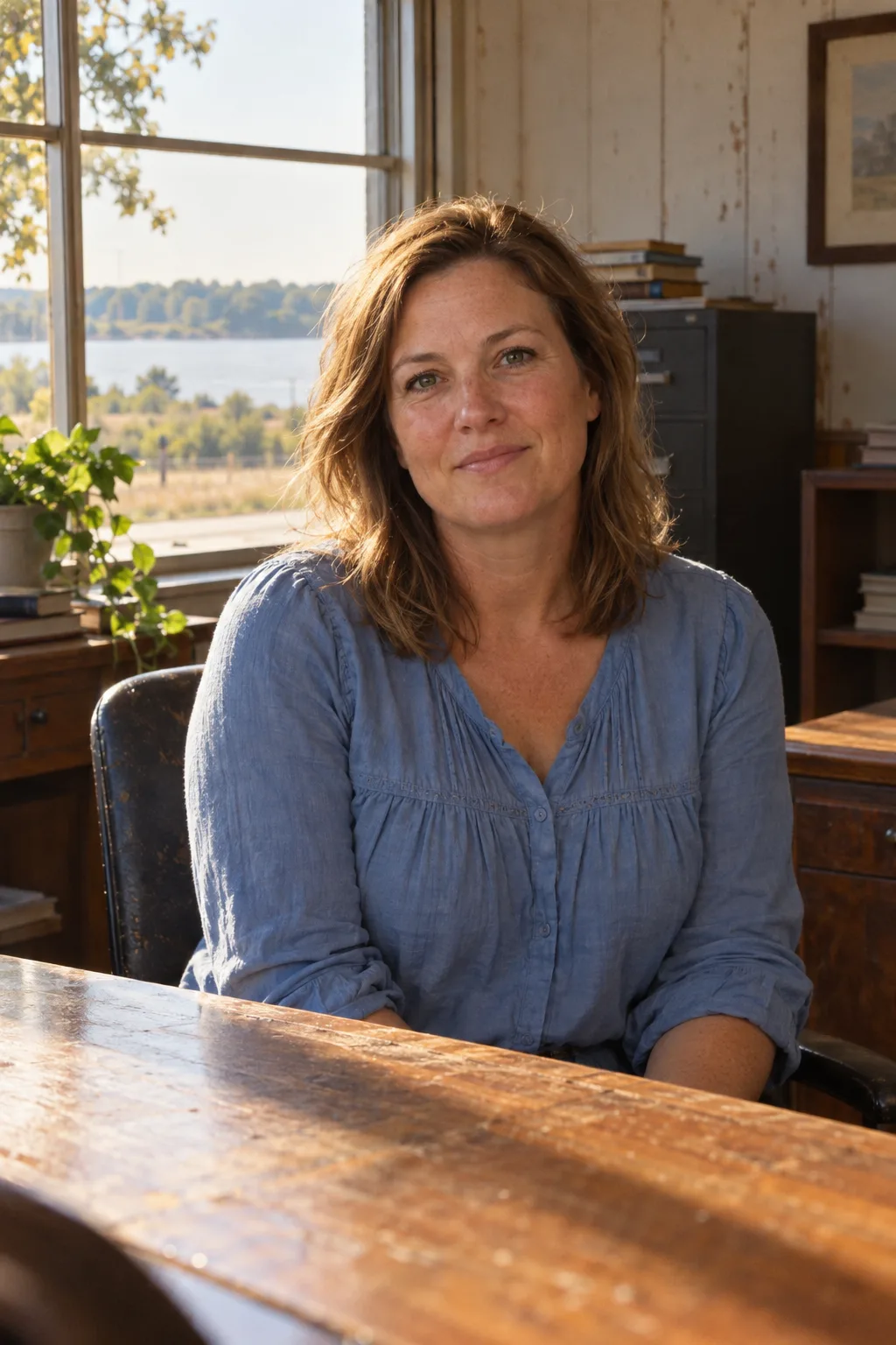 Shelby Grant at the agency desk.