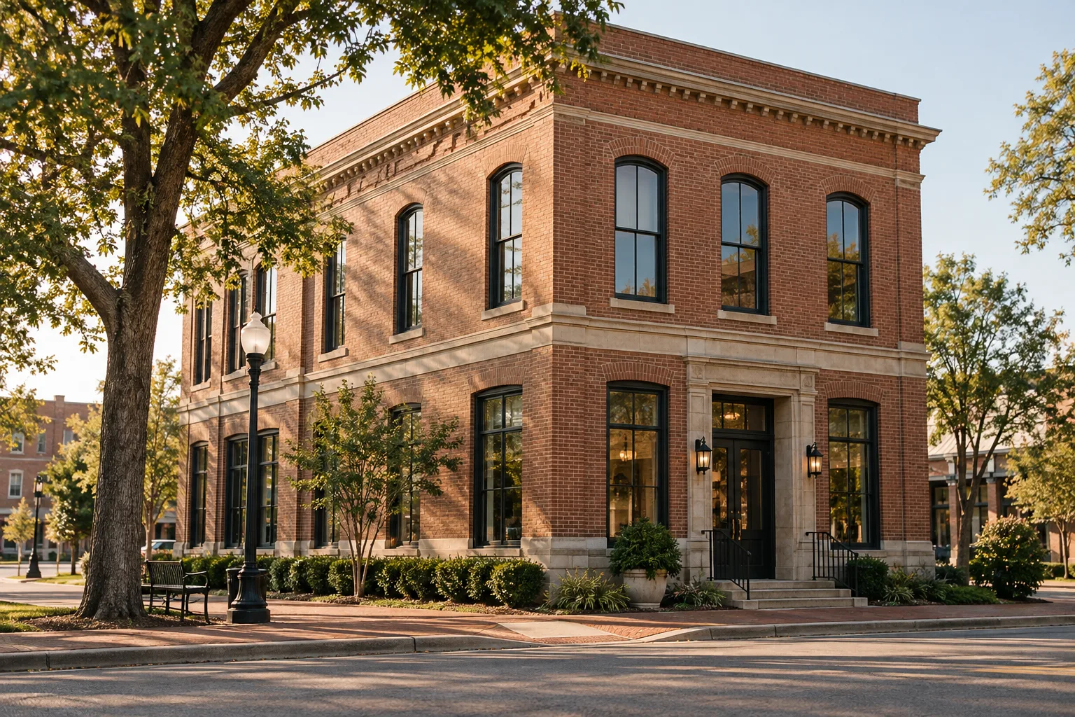 Brick office entrance on Jefferson Avenue