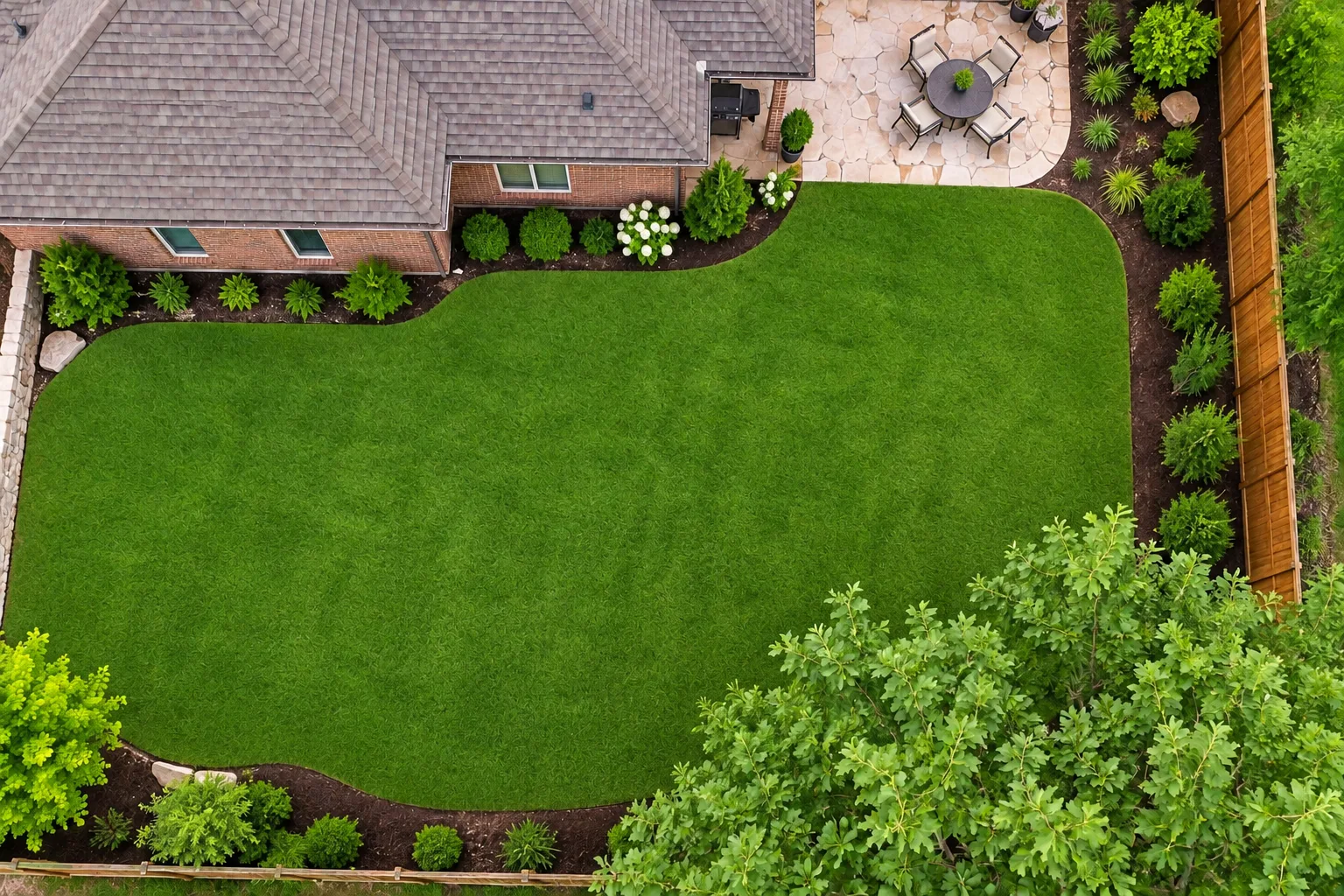 The same lawn in late spring