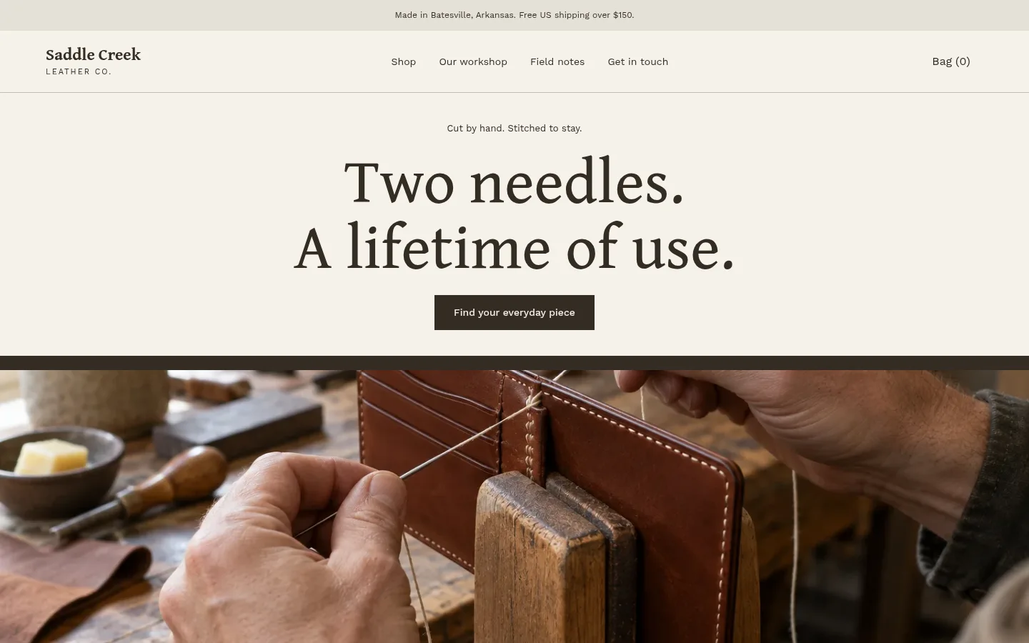 Saddle Creek Leather Co. website preview
