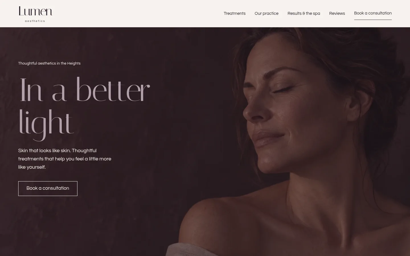 Lumen Aesthetics website preview