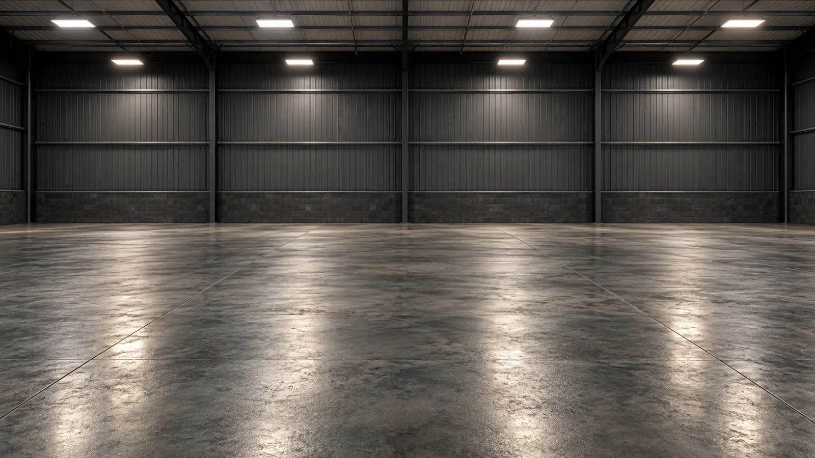 Empty dark concrete floor in the workshop