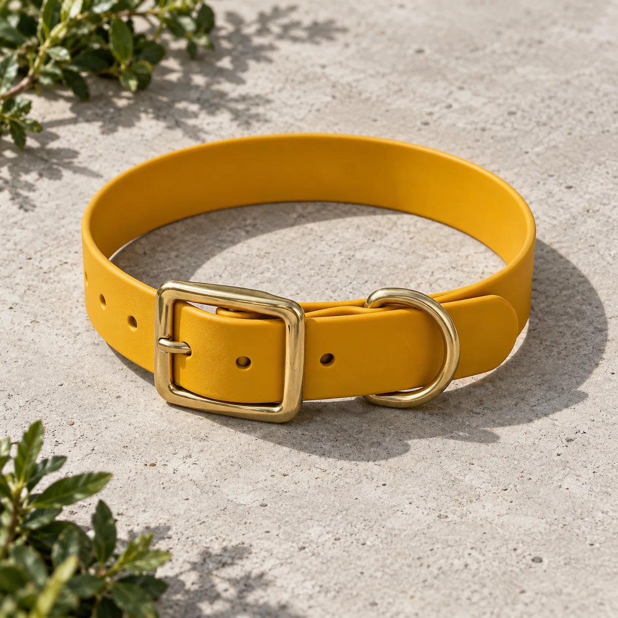 Marigold biothane collar with brass buckle