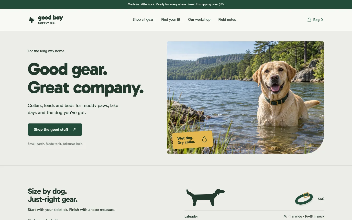 Good Boy Supply Co. website preview