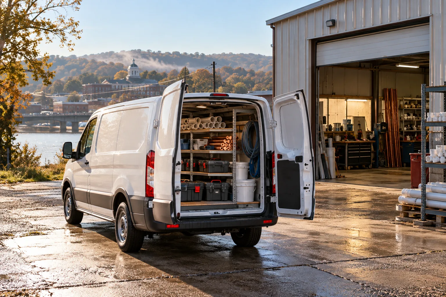 Plain service van at the Twin Rivers workshop