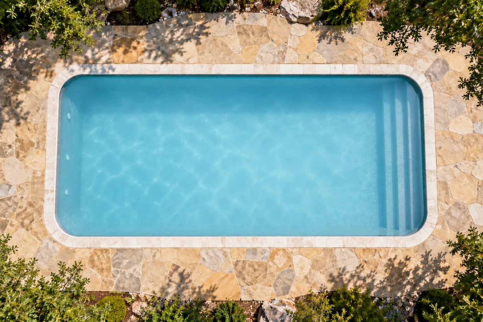 Same pool with cloudy blue water during recovery.