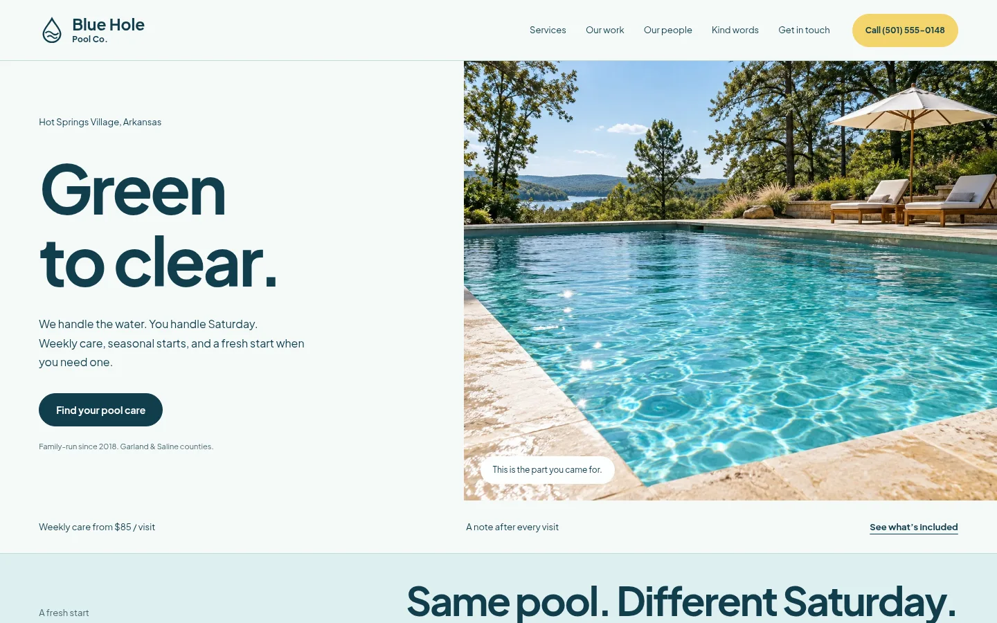 Blue Hole Pool Co. website preview