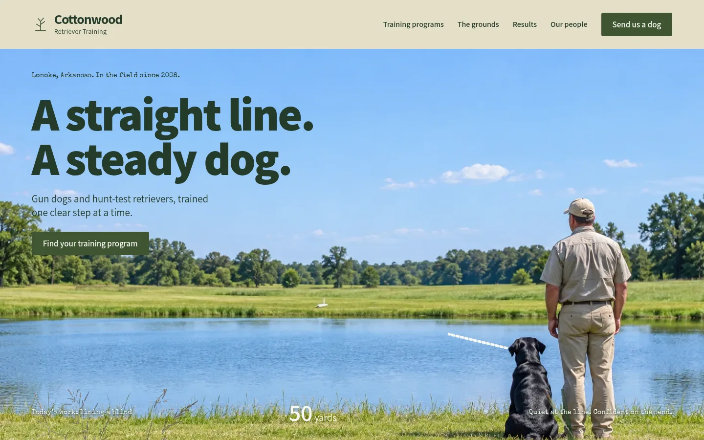 Cottonwood Retriever Training website preview