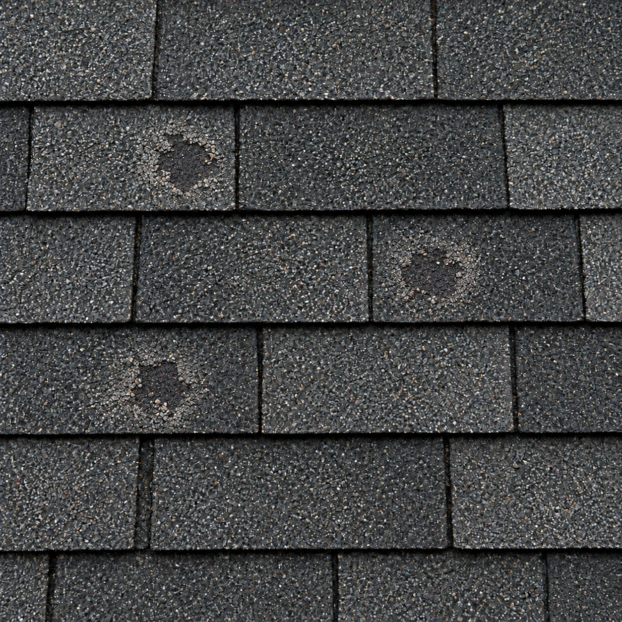 Hail bruises and granule loss in asphalt shingles