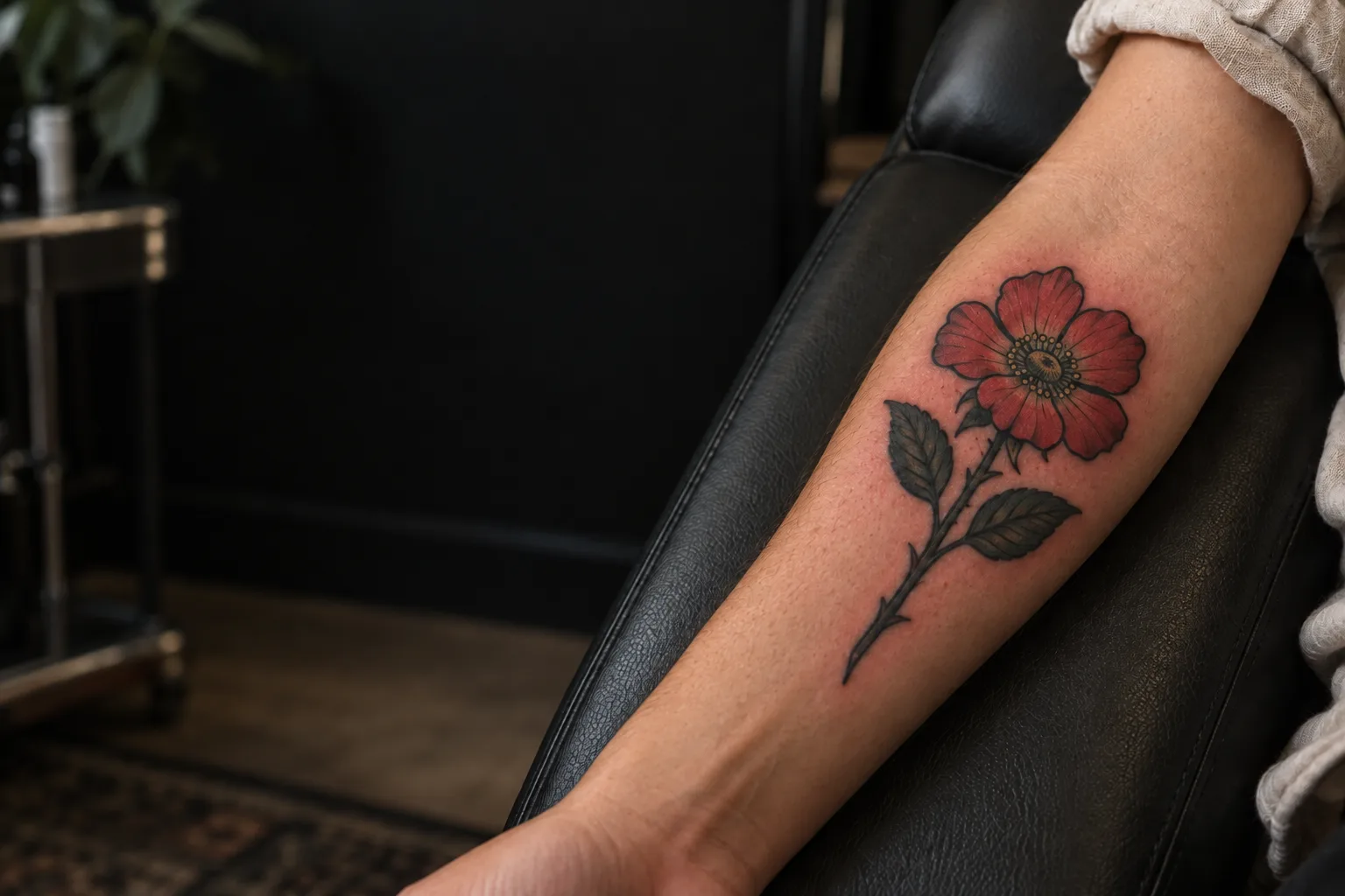 Day 1: rose tattoo healing stage