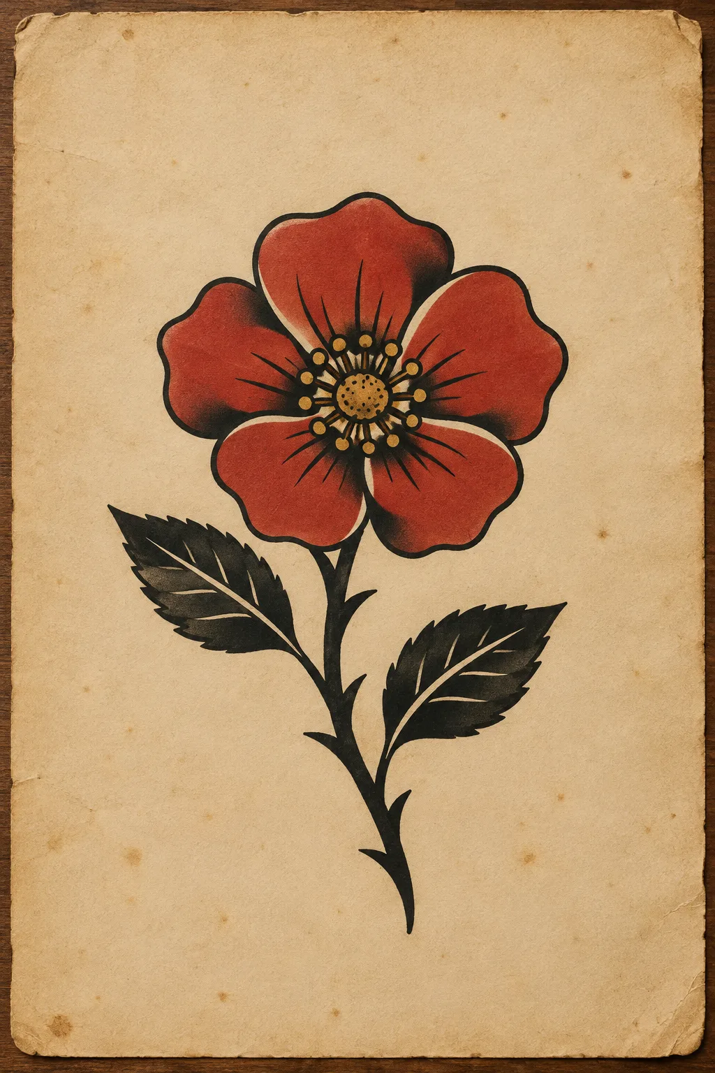Wild rose original flash drawing