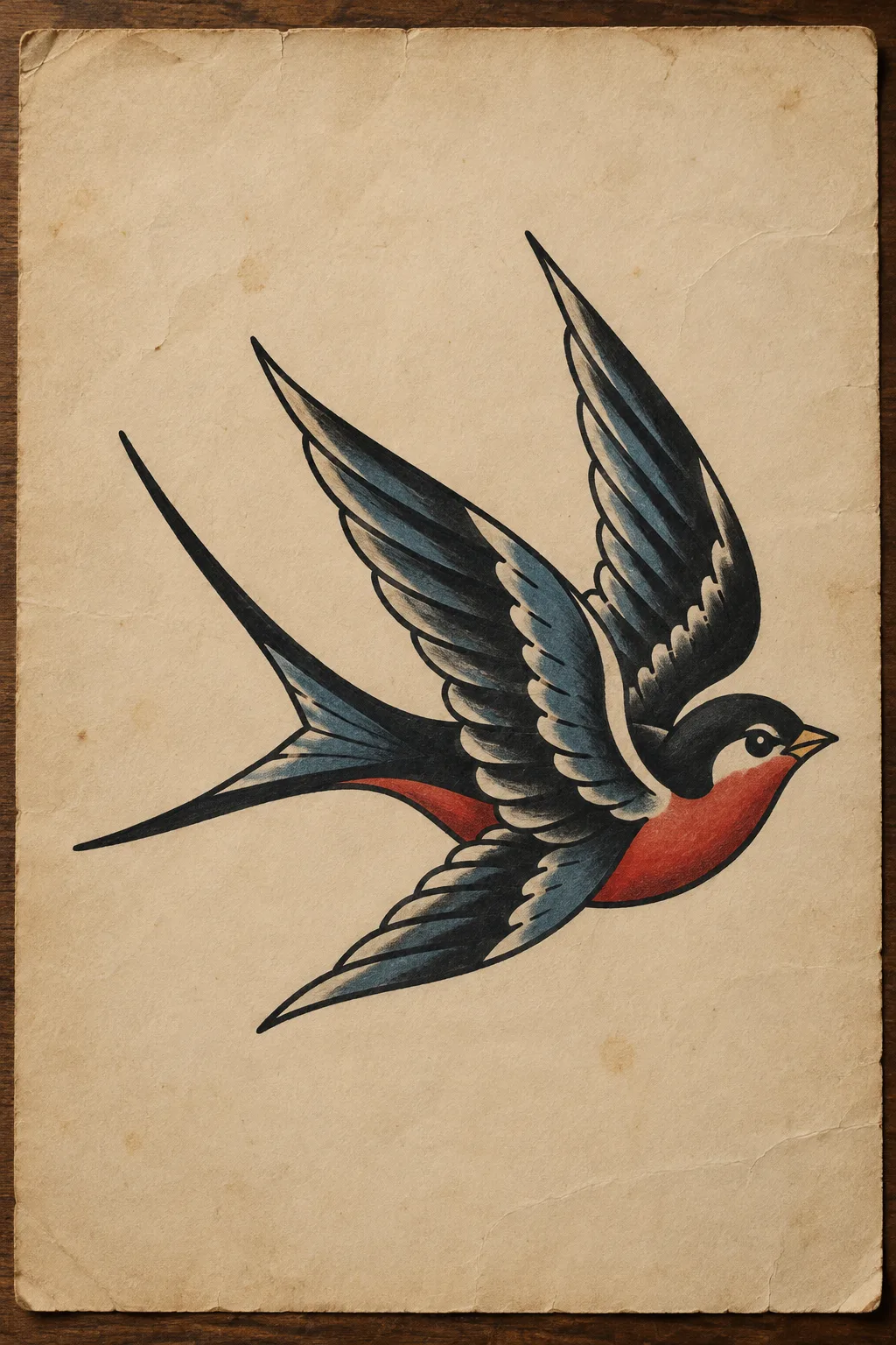 Homeward swallow original flash drawing